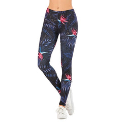 leaf Printing Fitness Slim leggings